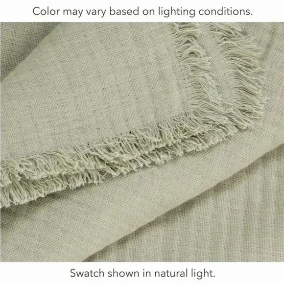 NWT Nate Home by Nate Berkus Matelasse Blanket with Fringe, F/Q, Lichen - Picture 3 of 10